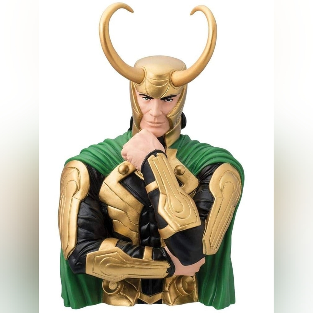 Marvel Avengers Loki Bust Bank with Gold and Green Armor